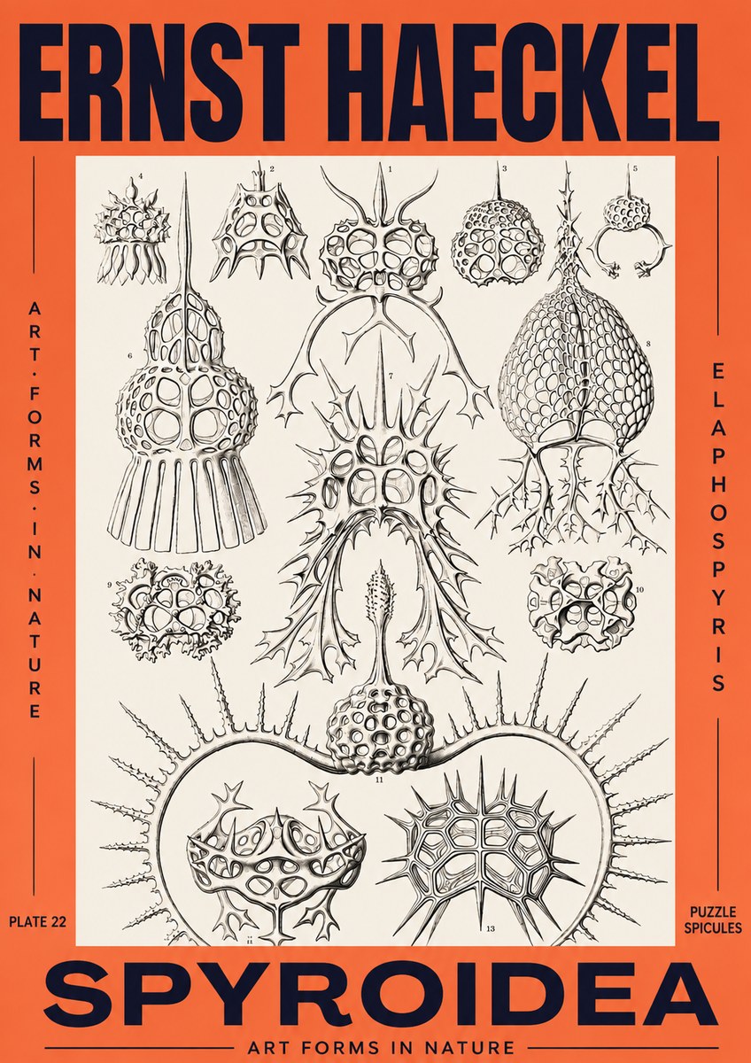 Ernst Haeckel Spyroidea - Puffball Radiolarians - Plate 22 No3 - Plakat