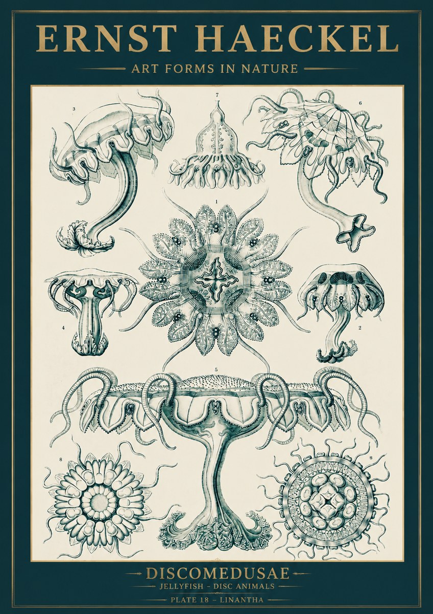Ernst Haeckel Discomedusae. Jellyfishes. No5 - Plakat