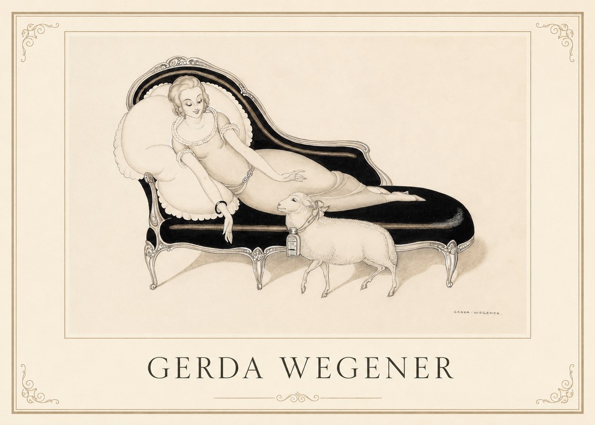 Gerda Wegener Lady with Lamb No1 - Plakat