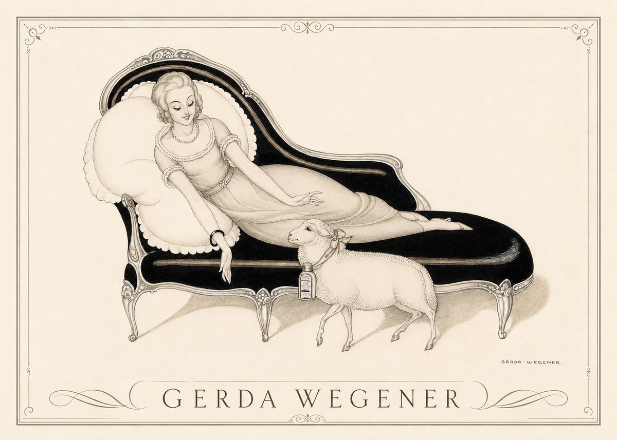 Gerda Wegener Lady with Lamb No3 - Plakat