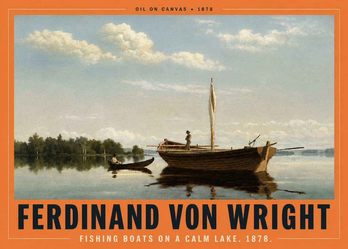 Ferdinand von Wright Fishing Boats on a Calm Lake. 1878. No4 - Plakat