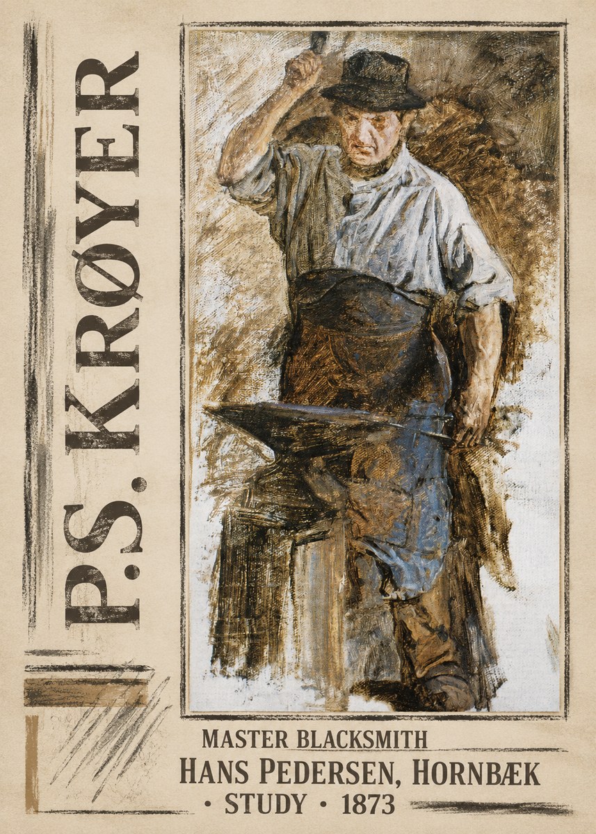 P.S. Krøyer Master Blacksmith Hans Pedersen, Hornbaek · Study · 1873 No2 - Plakat