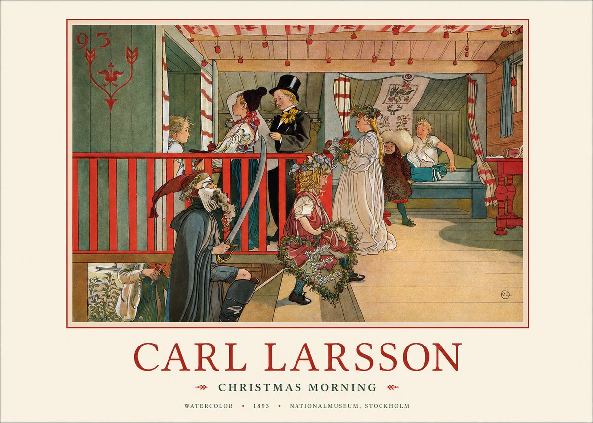Carl Larsson Children Bringing Flowers No3 - Plakat