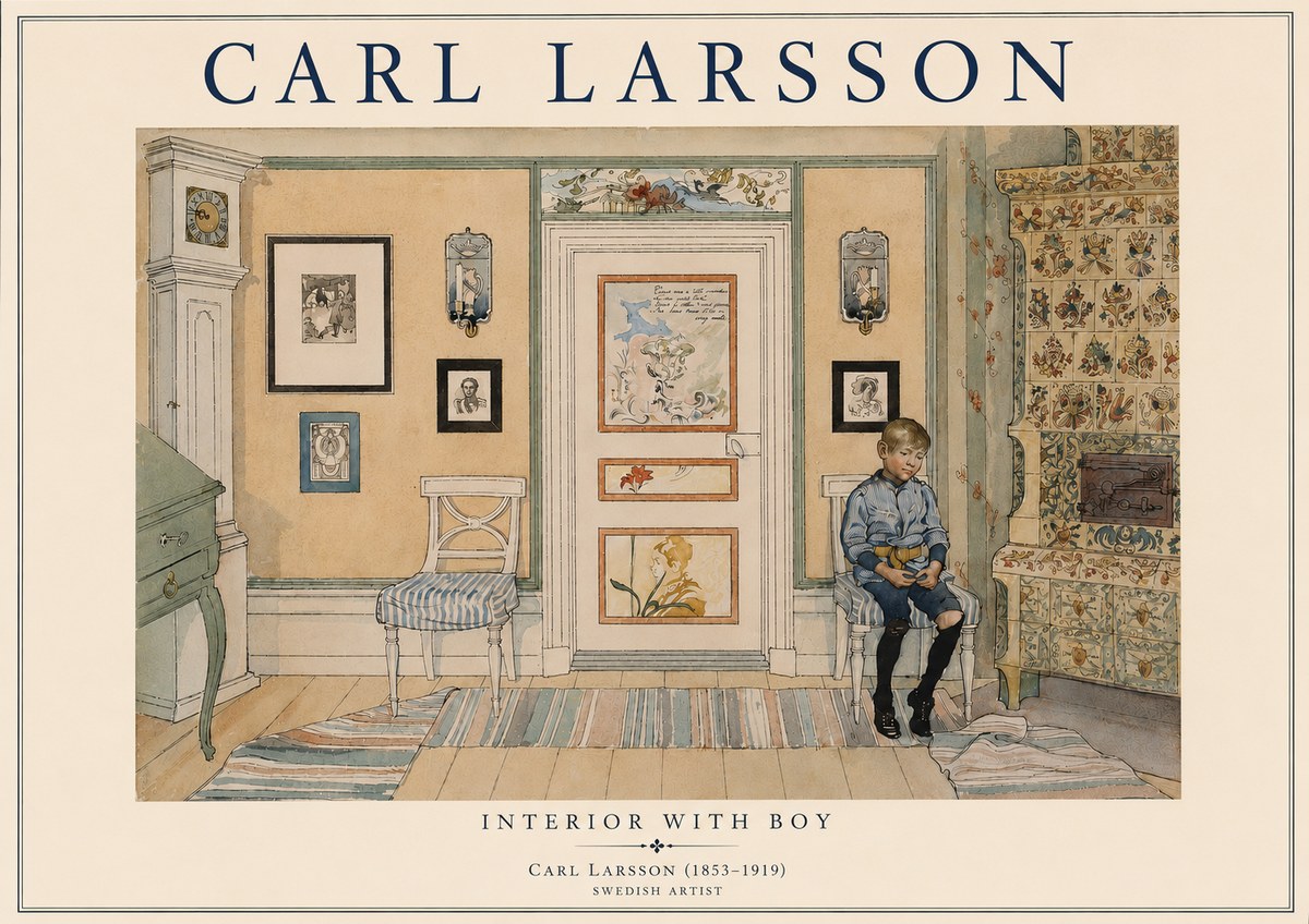 Carl Larsson Interior with Boy No3 - Plakat