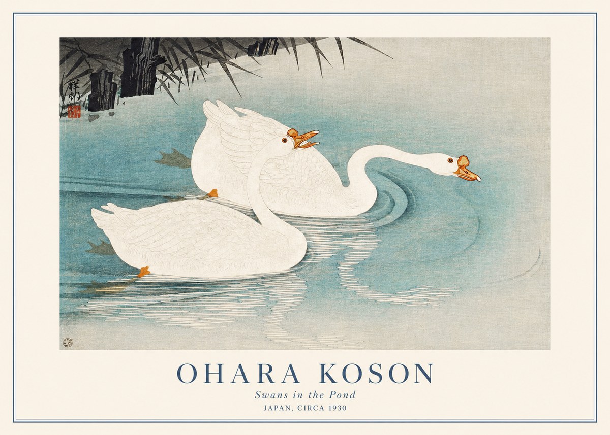 Ohara Koson Two Swans No2 - Plakat