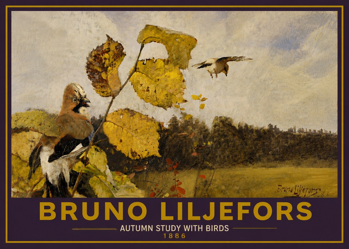 Bruno Liljefors Autumn Study with Birds No5 - Plakat