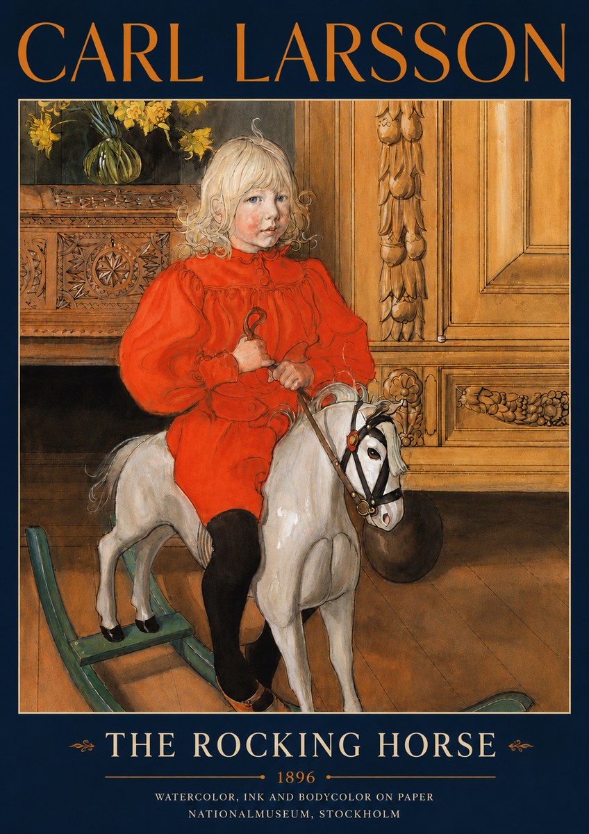 Carl Larsson The Rocking Horse No5 - Plakat