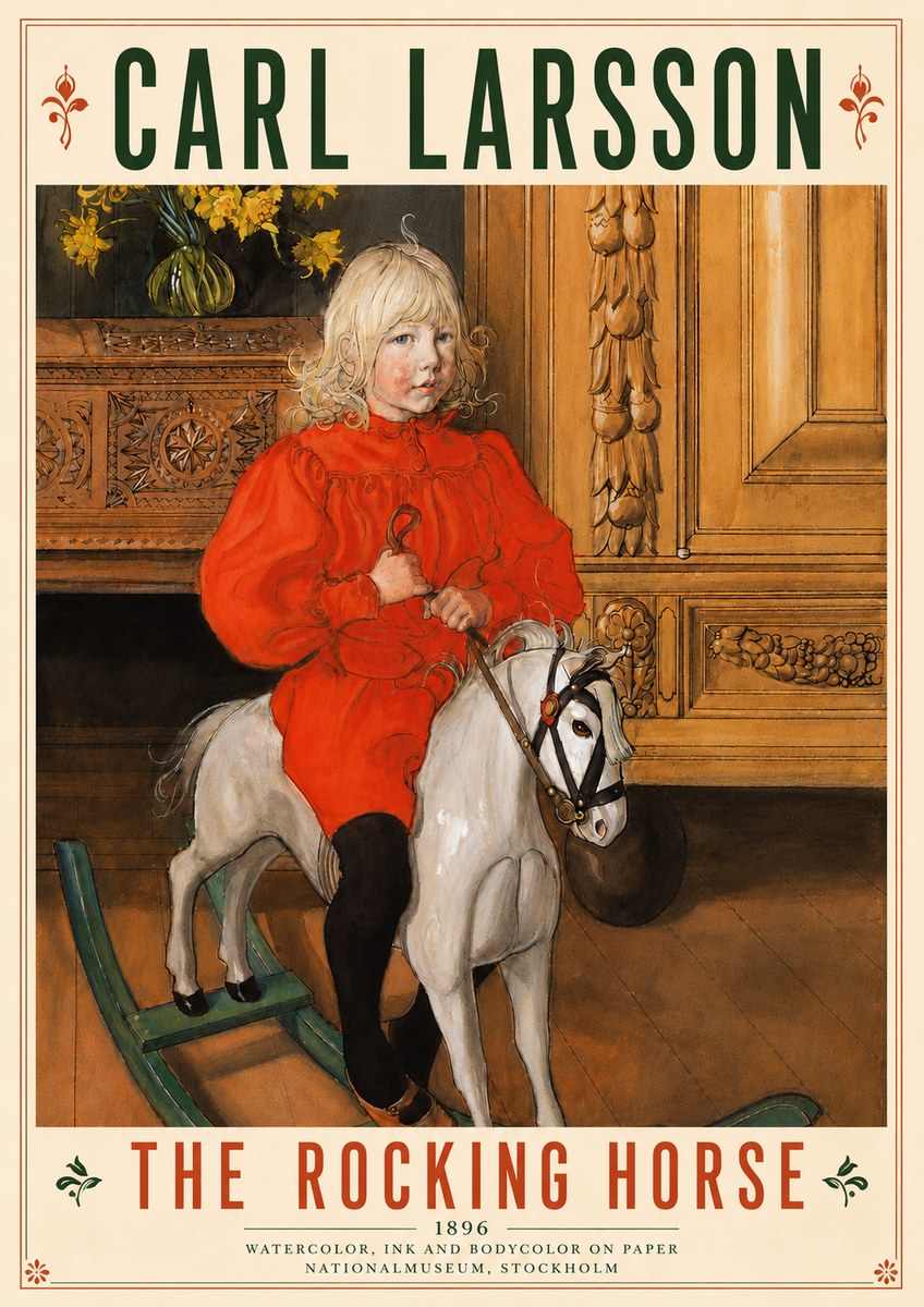Carl Larsson The Rocking Horse No6 - Plakat