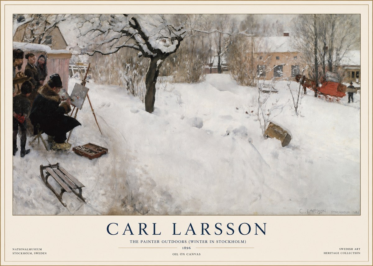 Carl Larsson The Painter Outdoors (Winter in Stockholm) No1 - Plakat