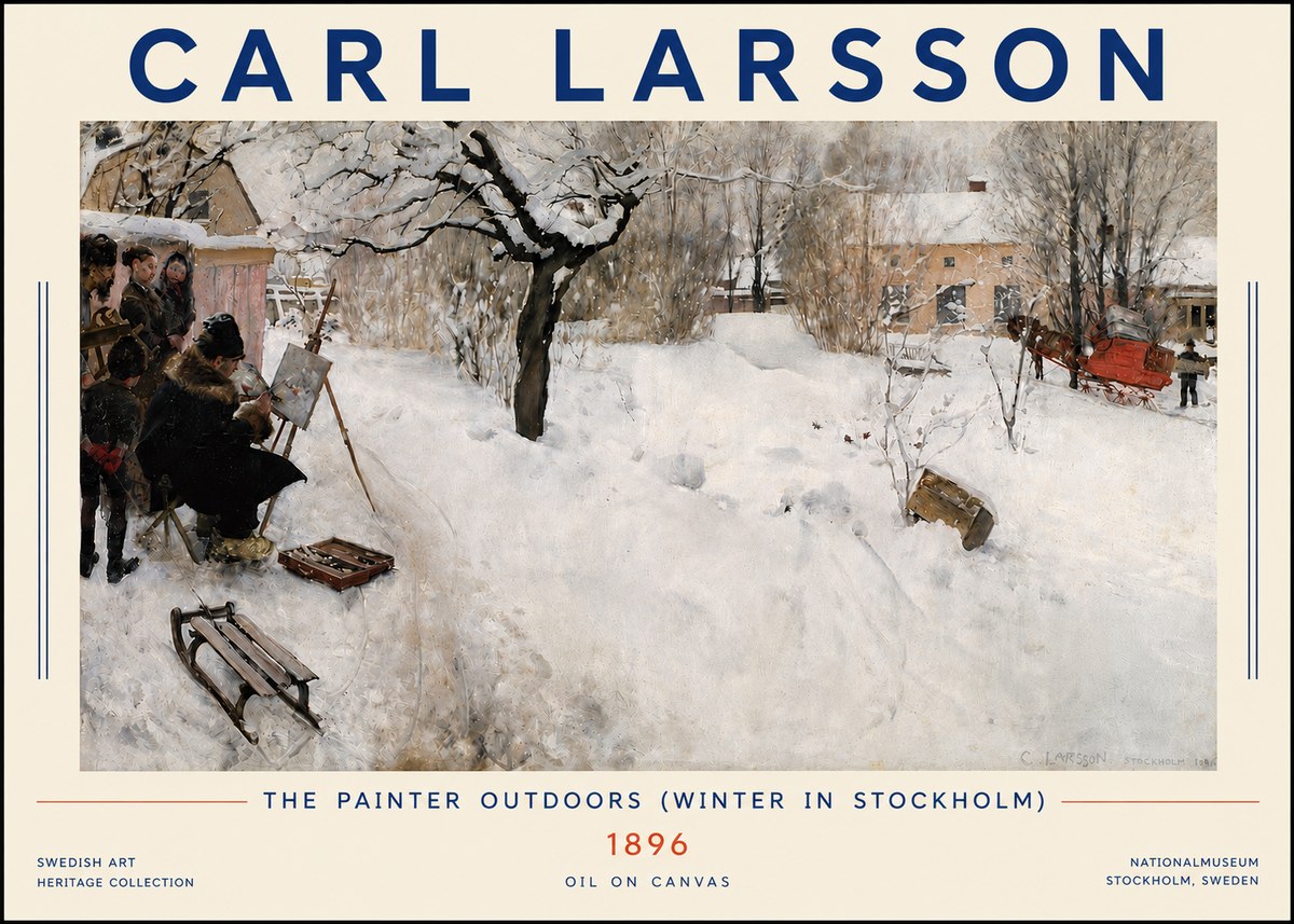 Carl Larsson The Painter Outdoors (Winter in Stockholm) No4 - Plakat