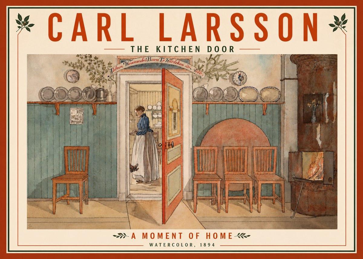 Carl Larsson The Kitchen Door No4 - Plakat
