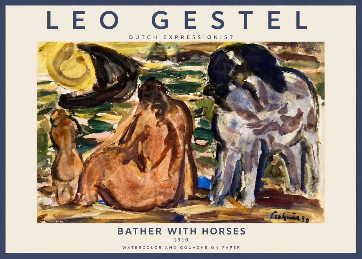 Leo Gestel Bather with Horses No4 - Plakat