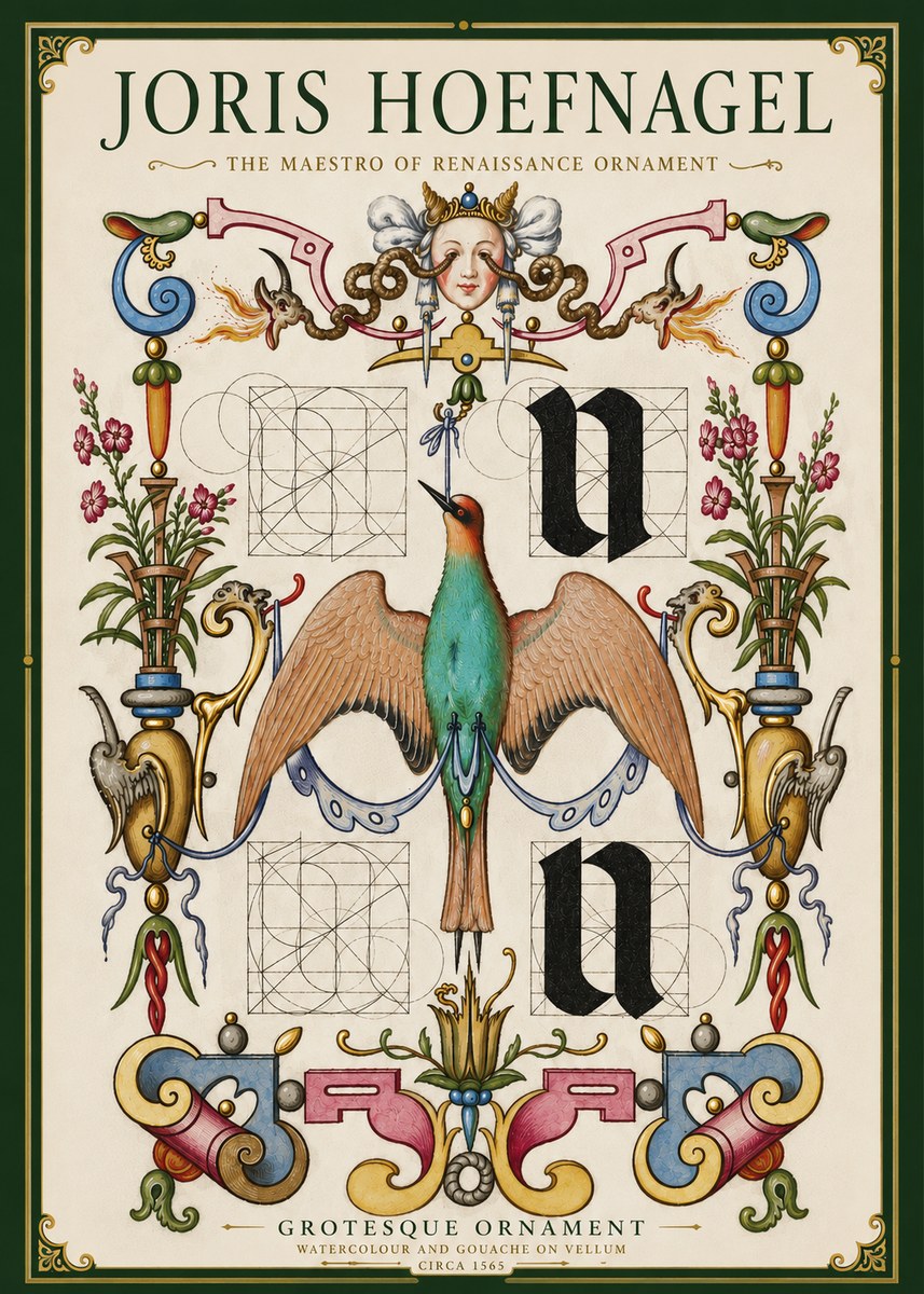Joris Hoefnagel Grotesque Ornament No5 - Plakat