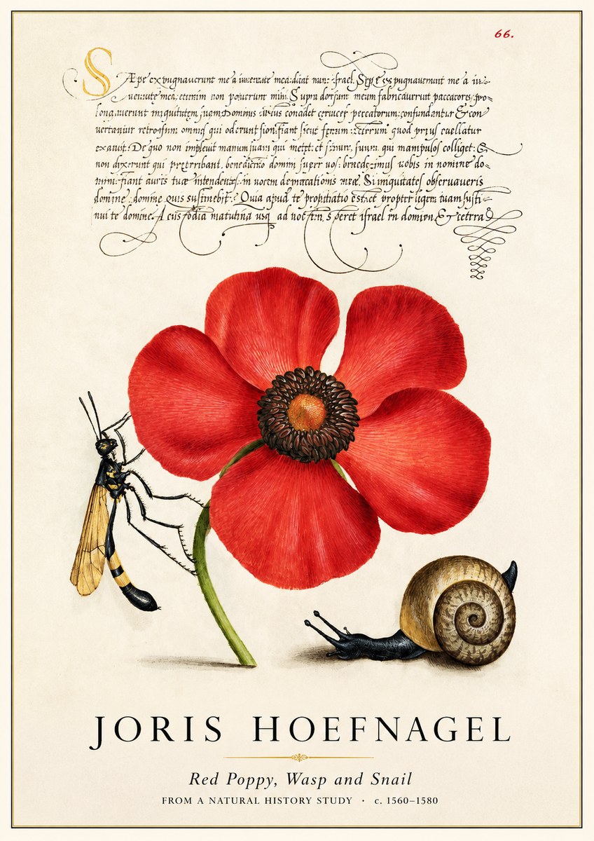 Joris Hoefnagel Poppy, Wasp & Snail No3 - Plakat