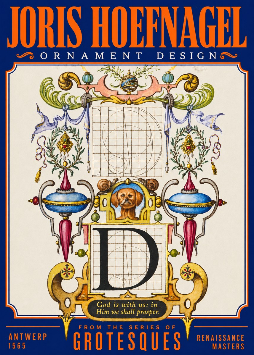 Joris Hoefnagel Illuminated Initial 'D' No3 - Plakat