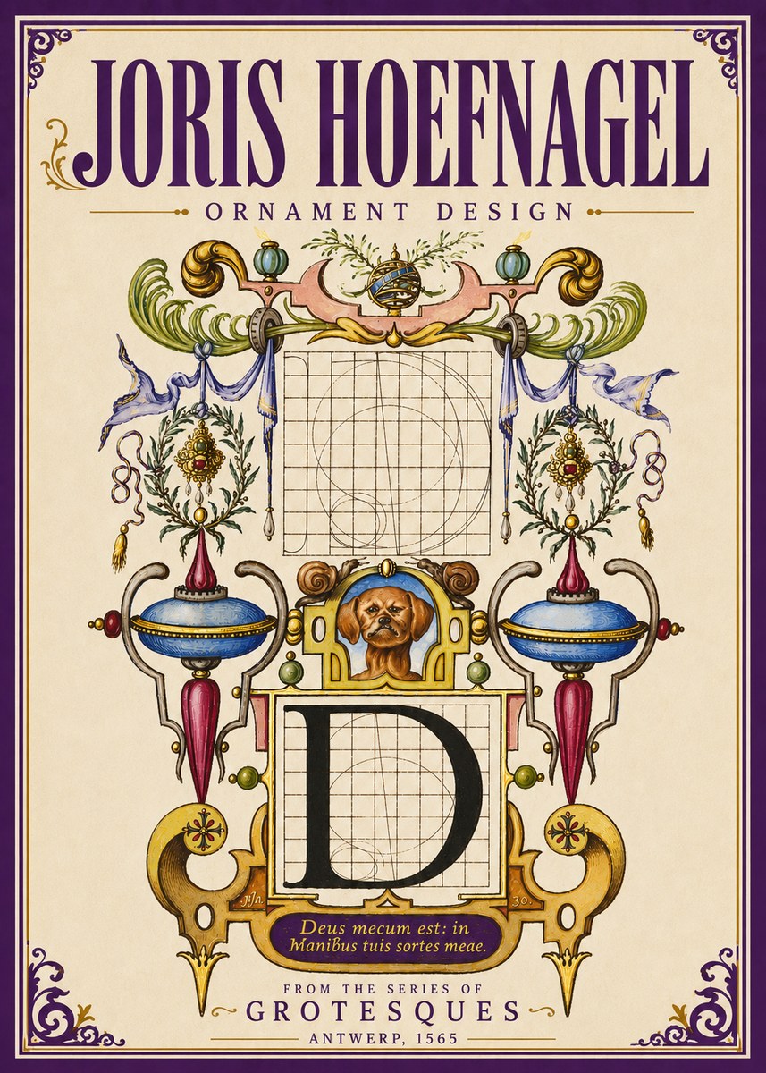Joris Hoefnagel Illuminated Initial 'D' No5 - Plakat