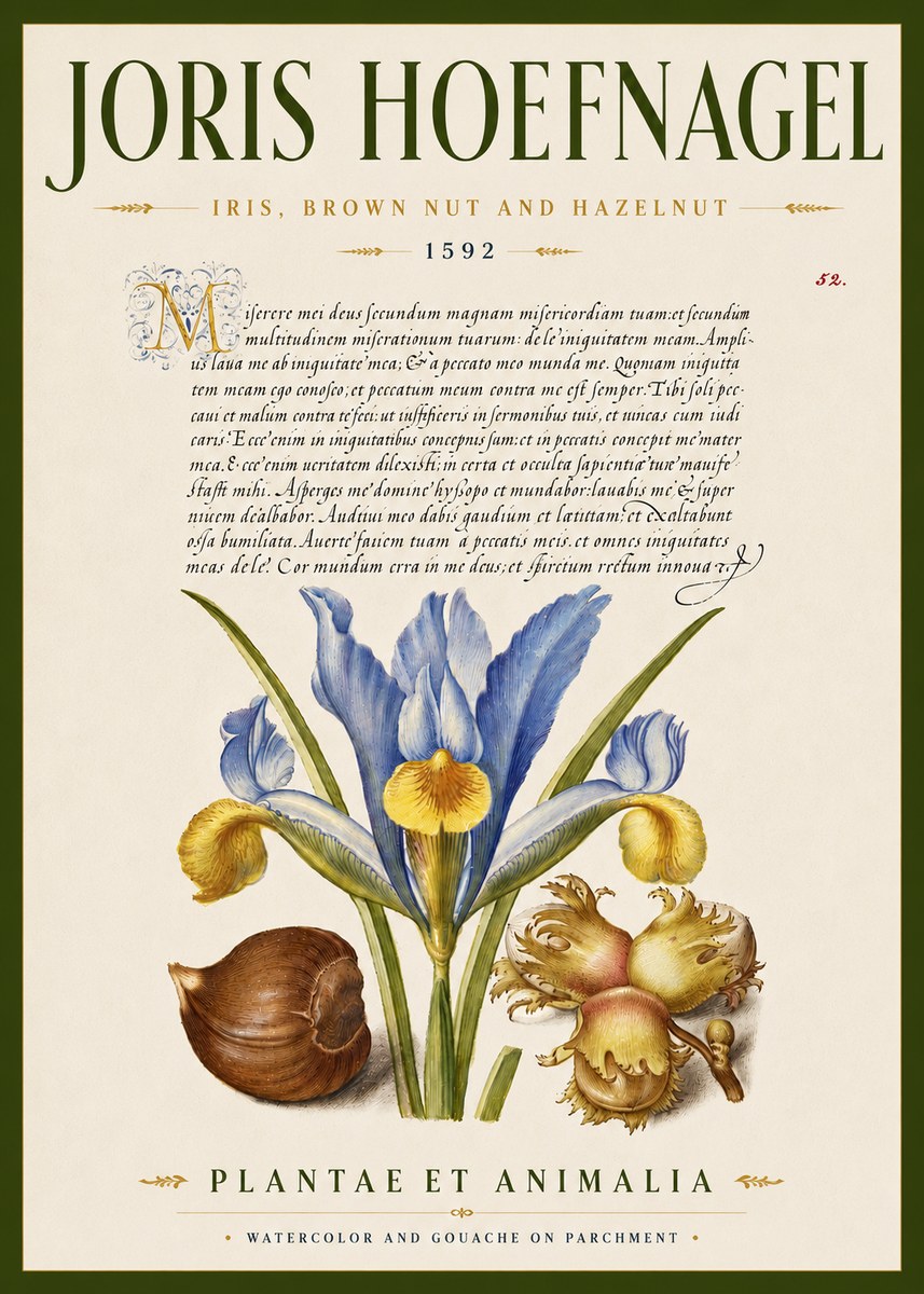 Joris Hoefnagel Iris, Brown Nut and Hazelnut No5 - Plakat
