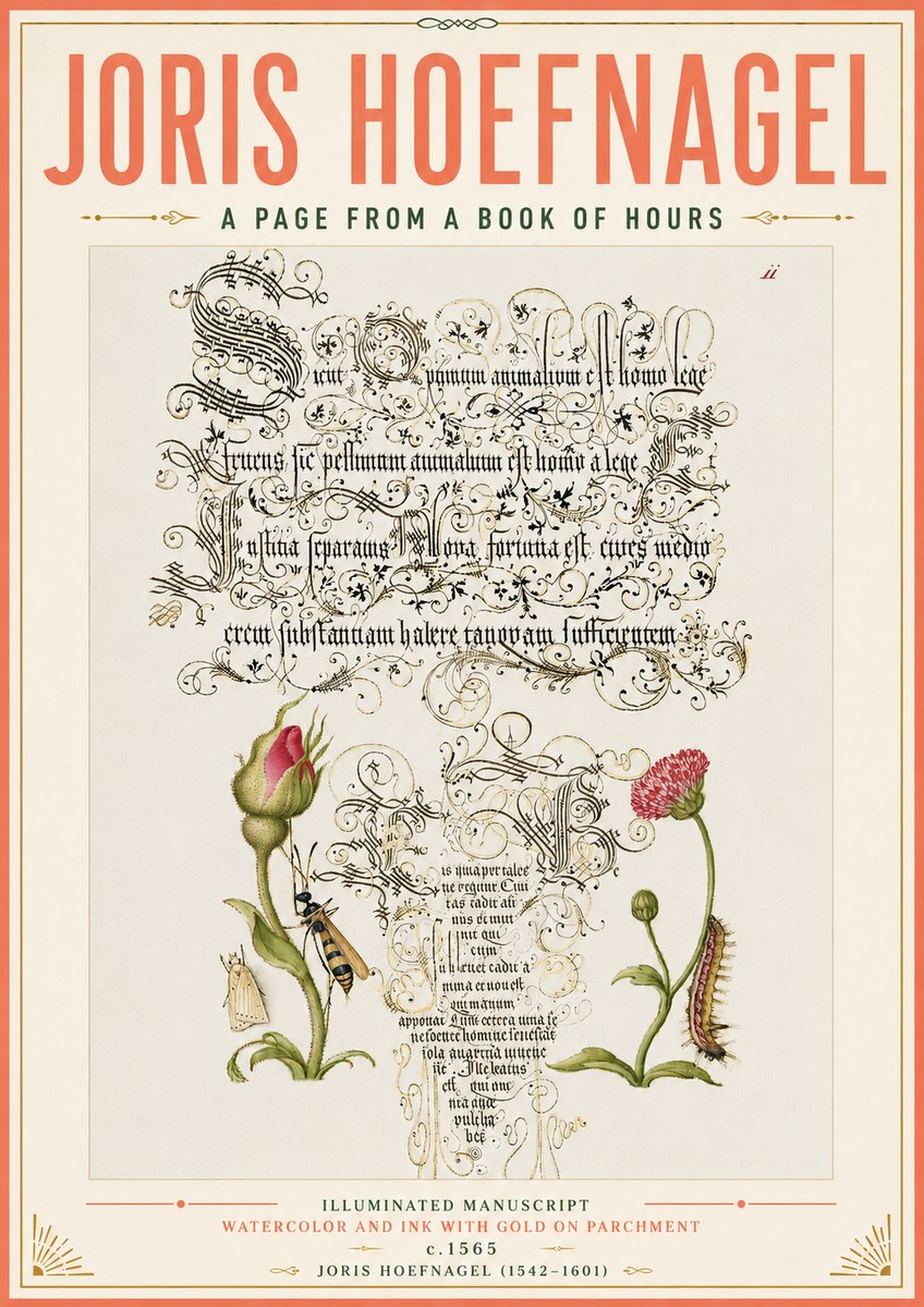 Joris Hoefnagel A Page from a Book of Hours No4 - Plakat