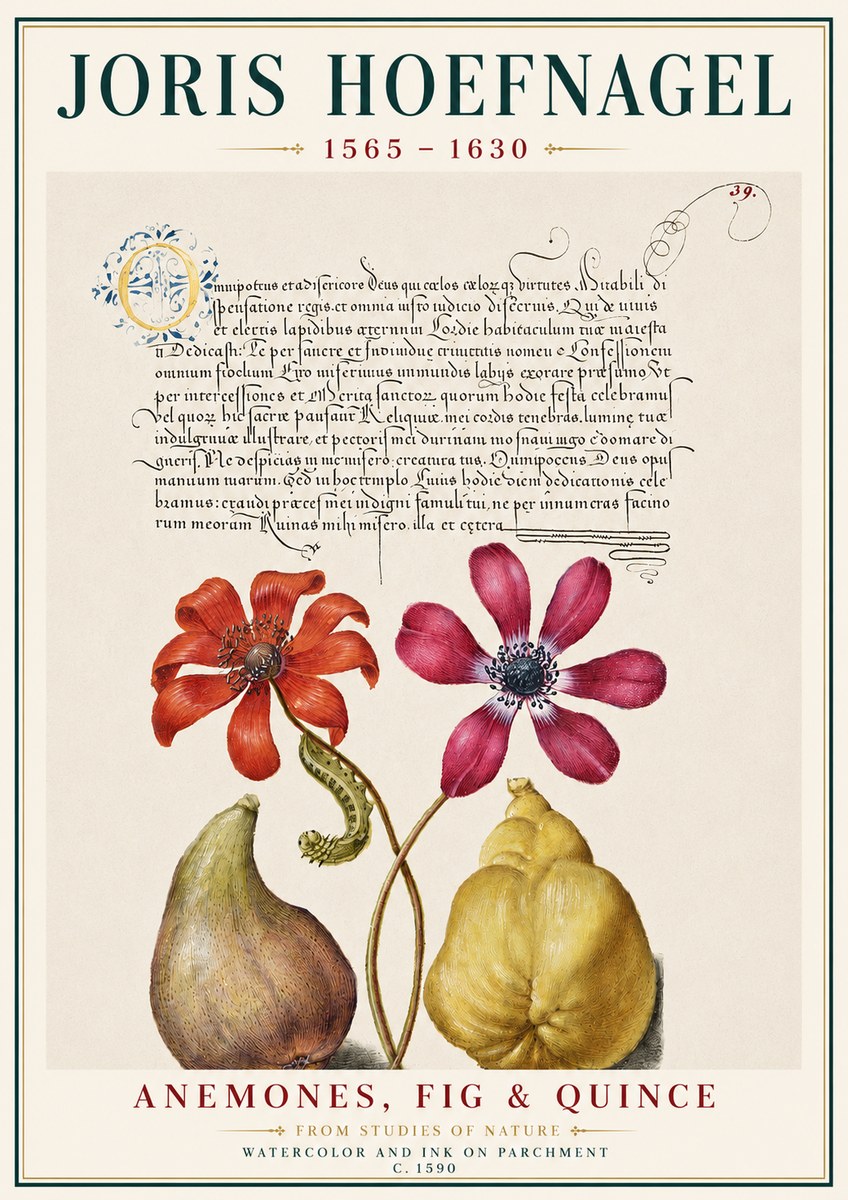 Joris Hoefnagel Flowers and Fruits No4 - Plakat