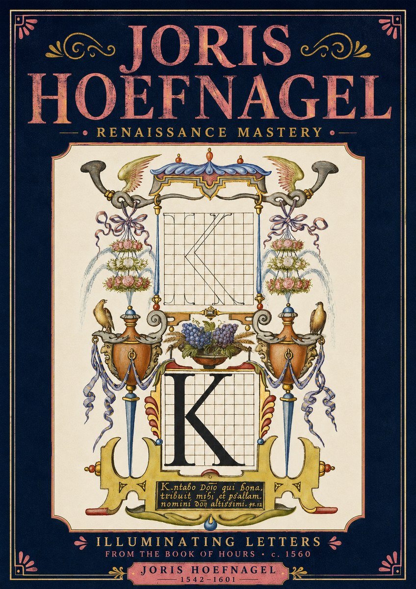 Joris Hoefnagel Illuminated Initial "K" from the Book of Hours No4 - Plakat