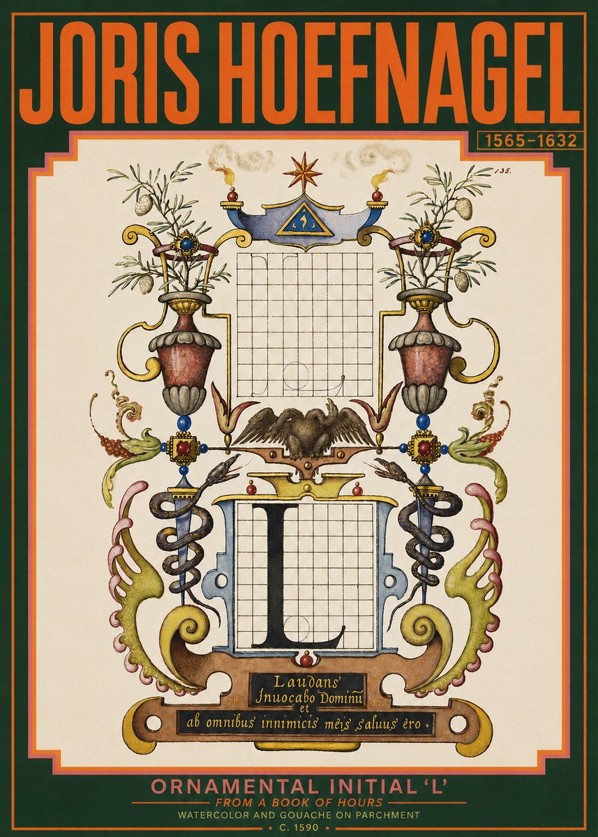 Joris Hoefnagel Ornamental Initial 'L' No3 - Plakat