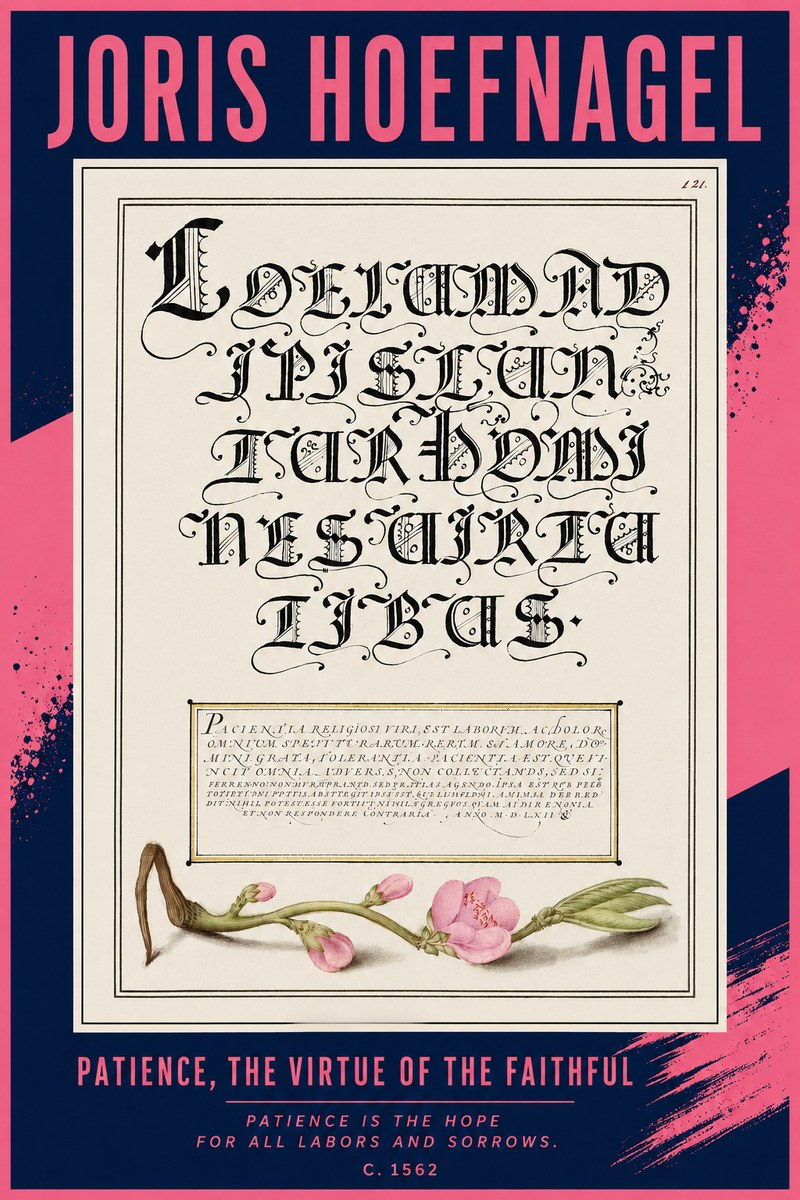 Joris Hoefnagel Calligraphic Alphabet from a Book of Lettering No4 - Plakat