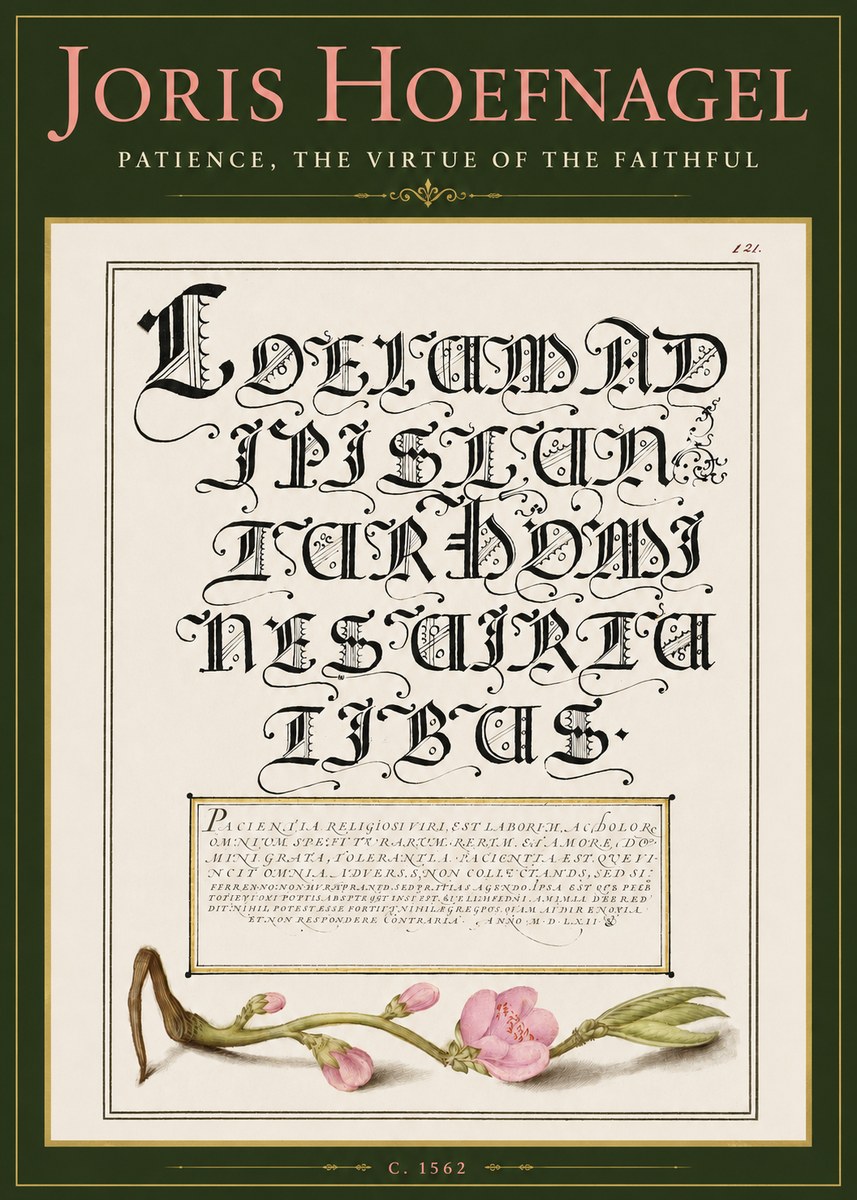 Joris Hoefnagel Calligraphic Alphabet from a Book of Lettering No5 - Plakat