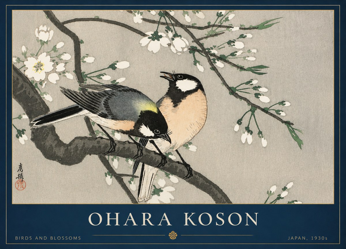 Ohara Koson Birds and Blossoms No3 - Plakat