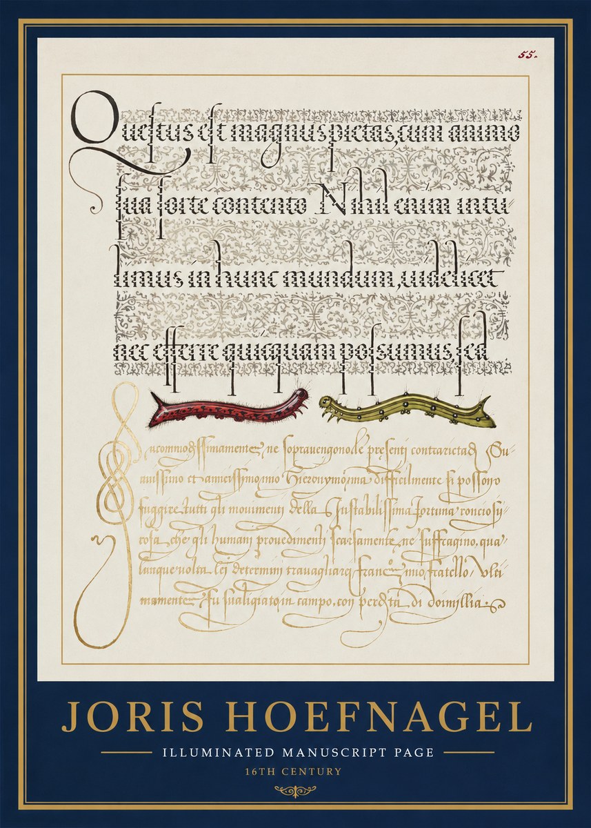 Joris Hoefnagel Illuminated Manuscript Page I No1 - Plakat