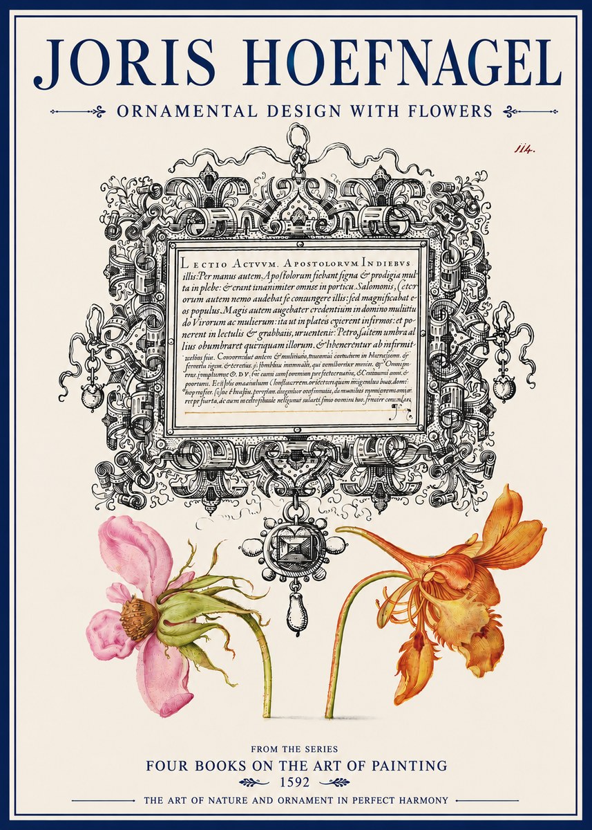 Joris Hoefnagel Ornament and Botanical Study No4 - Plakat