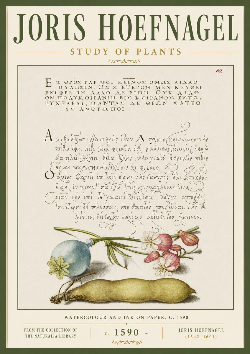 Joris Hoefnagel Study of Plants I No6 - Plakat