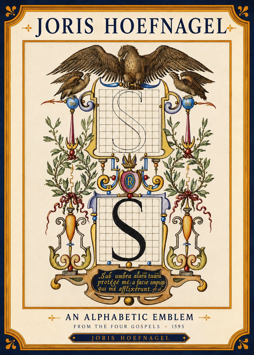 Joris Hoefnagel An Alphabetic Emblem from the Four Gospels No4 - Plakat