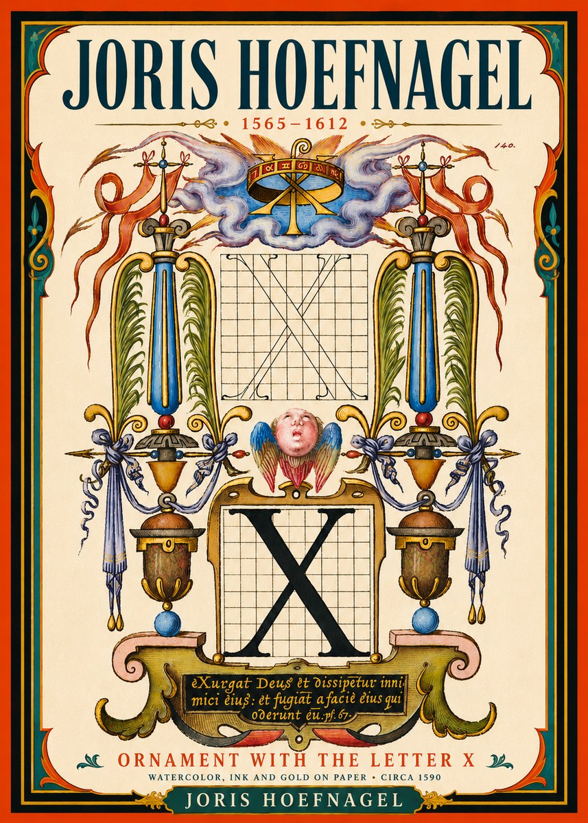 Joris Hoefnagel Ornament with the Letter X No5 - Plakat