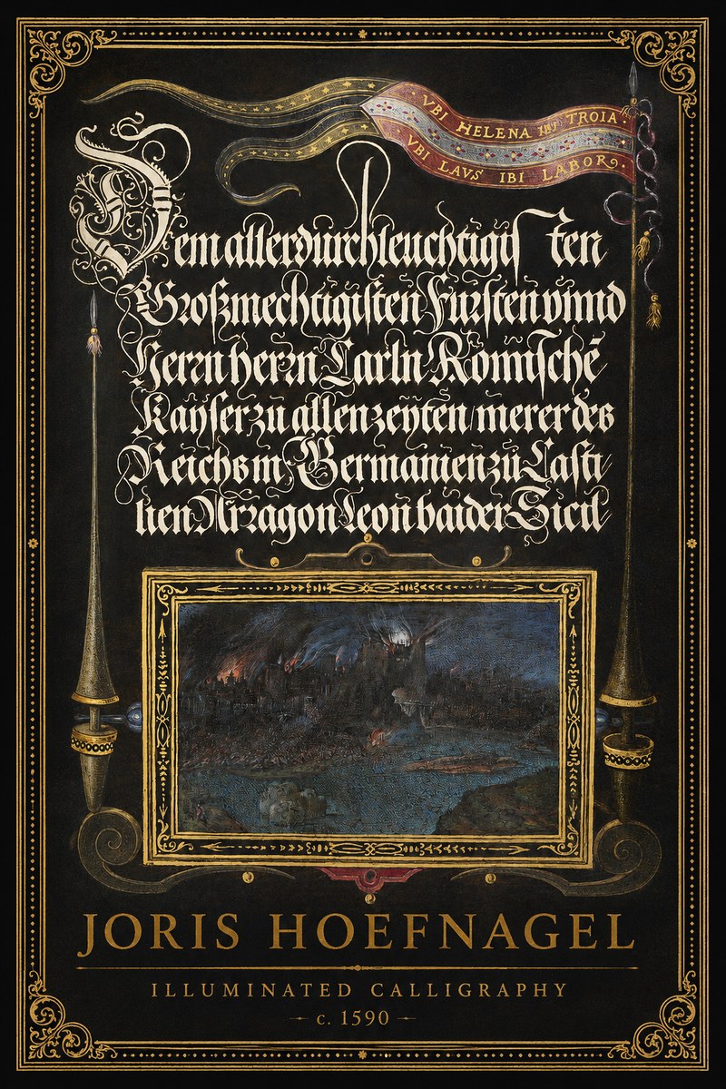 Joris Hoefnagel Illuminated Calligraphy No1 - Plakat