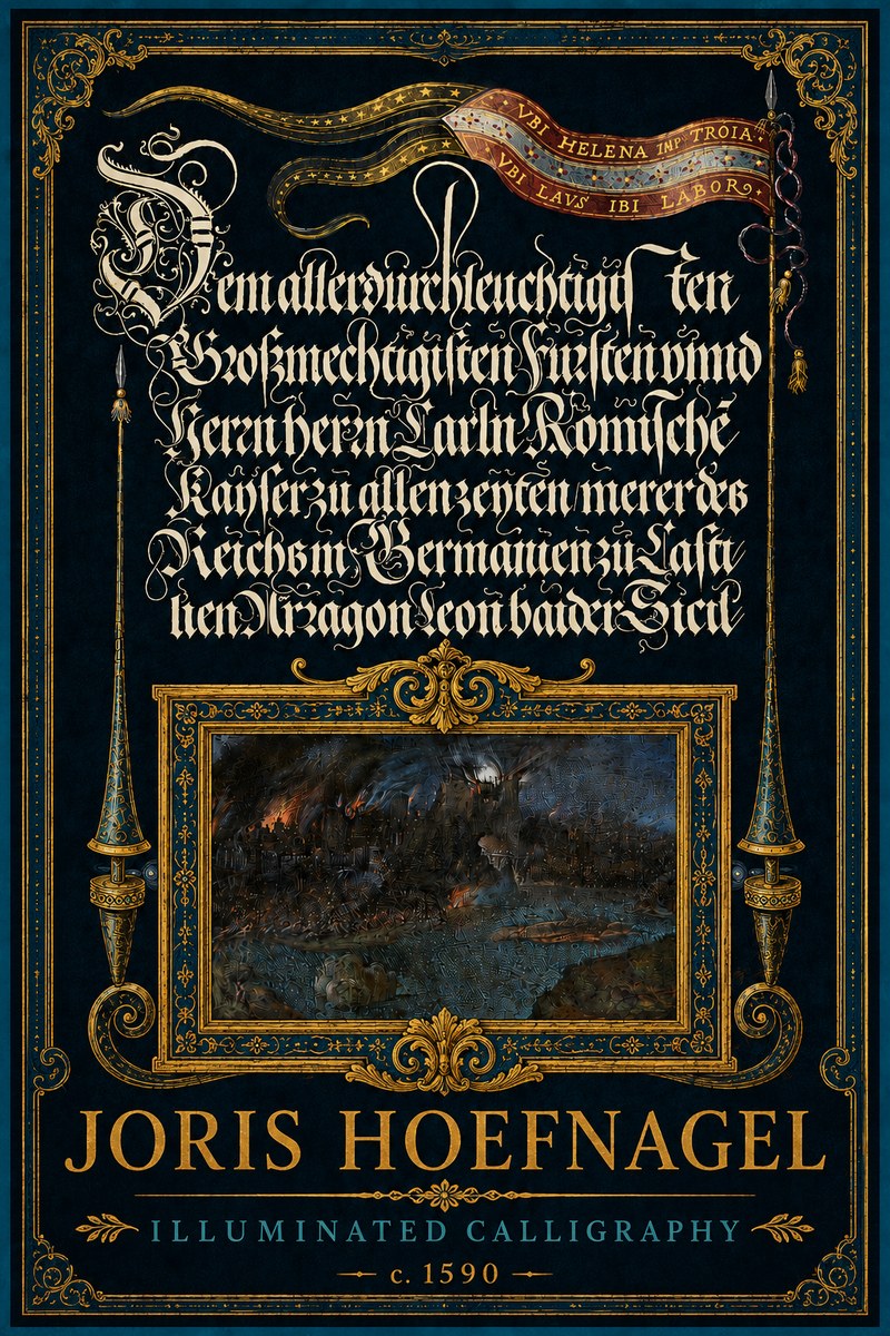 Joris Hoefnagel Illuminated Calligraphy No5 - Plakat