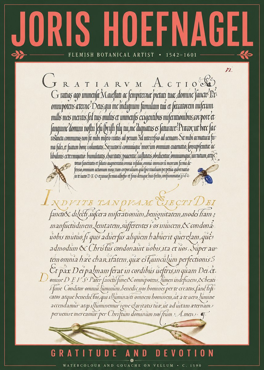 Joris Hoefnagel Thanksgiving to God • Institute for Botanical Studies No5 - Plakat