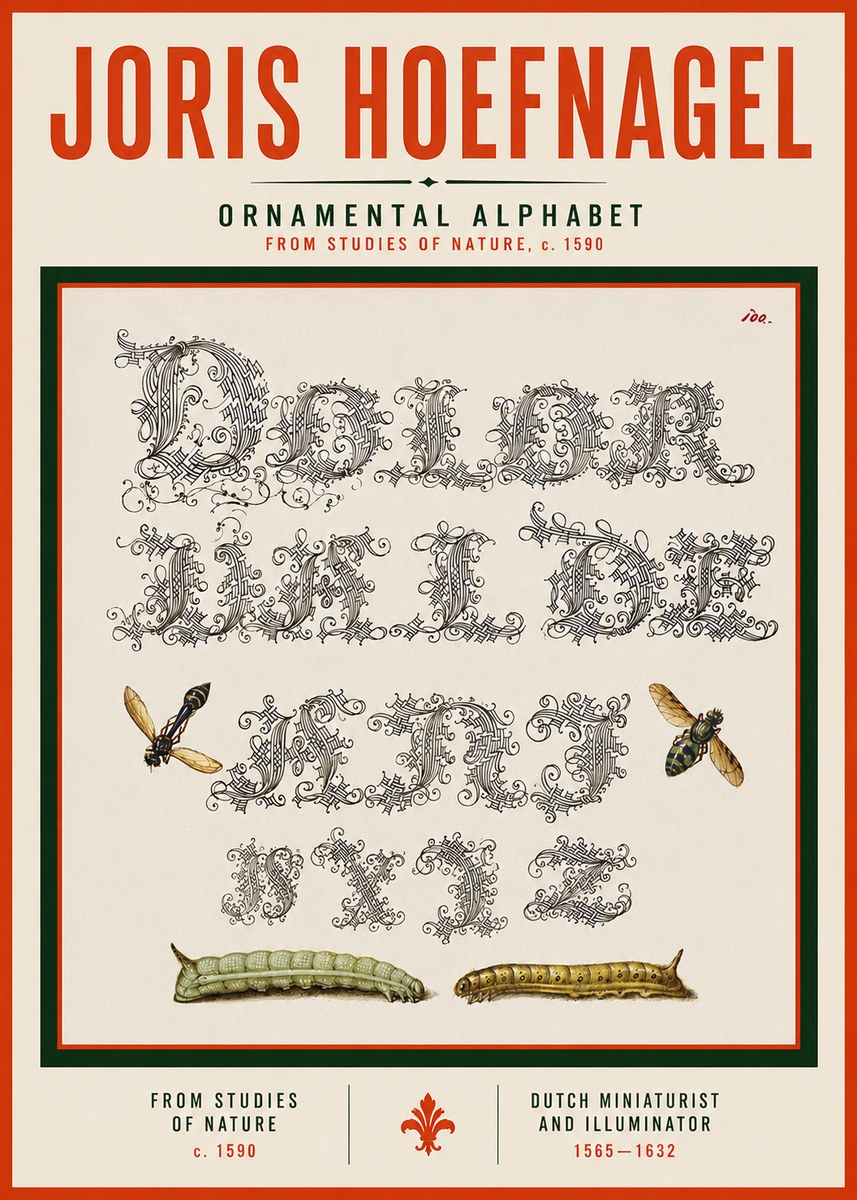 Joris Hoefnagel Ornamental Alphabet from Studies of Nature No3 - Plakat