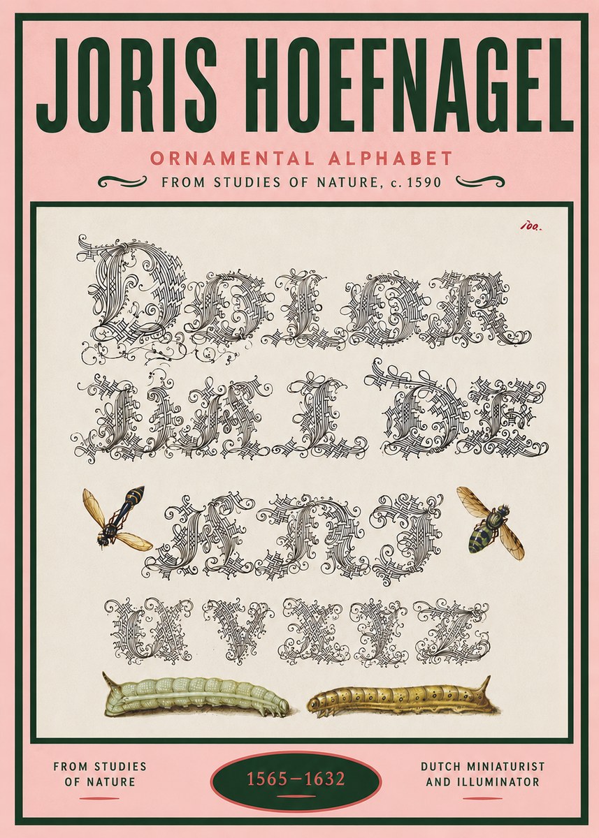 Joris Hoefnagel Ornamental Alphabet from Studies of Nature No4 - Plakat