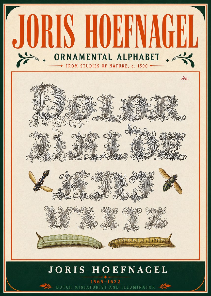Joris Hoefnagel Ornamental Alphabet from Studies of Nature No5 - Plakat