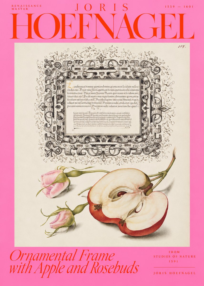 Joris Hoefnagel Illuminated Calligraphy and Botanical Study No4 - Plakat