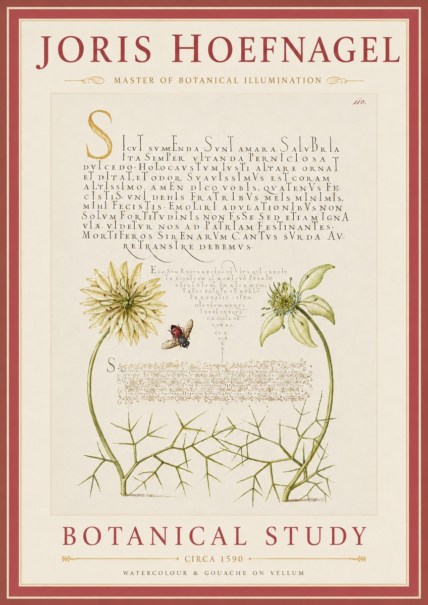 Joris Hoefnagel Botanical Study with Insect No5 - Plakat