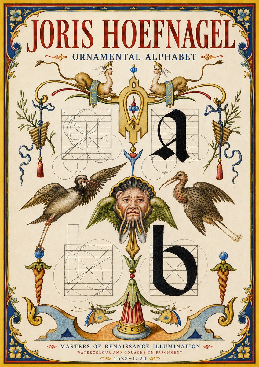 Joris Hoefnagel Ornamental Alphabet No6 - Plakat