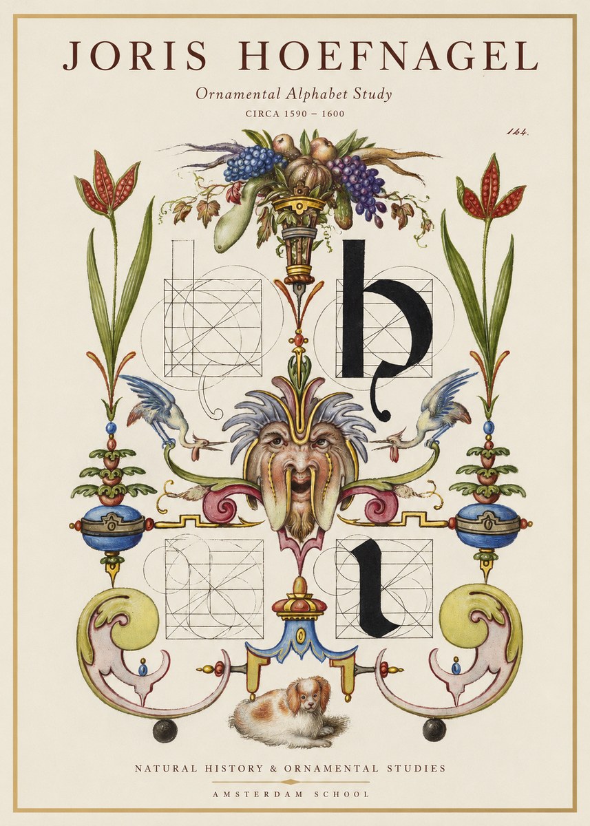 Joris Hoefnagel Floral Grotesque with Putto No2 - Plakat
