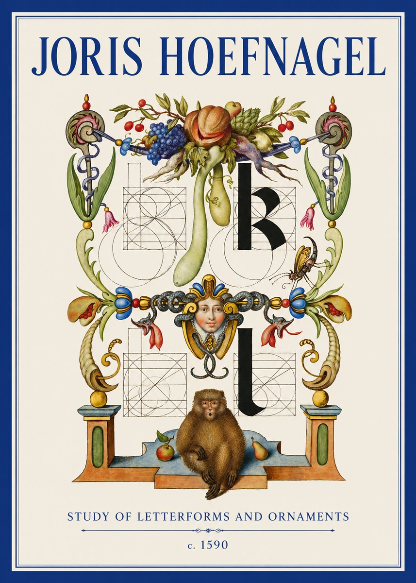 Joris Hoefnagel Study of Letterforms and Ornaments No4 - Plakat