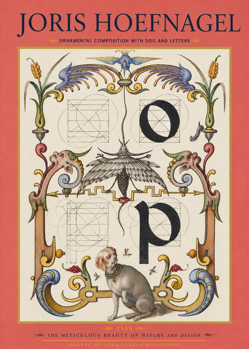 Joris Hoefnagel Ornamental Composition with Dog and Letters No2 - Plakat