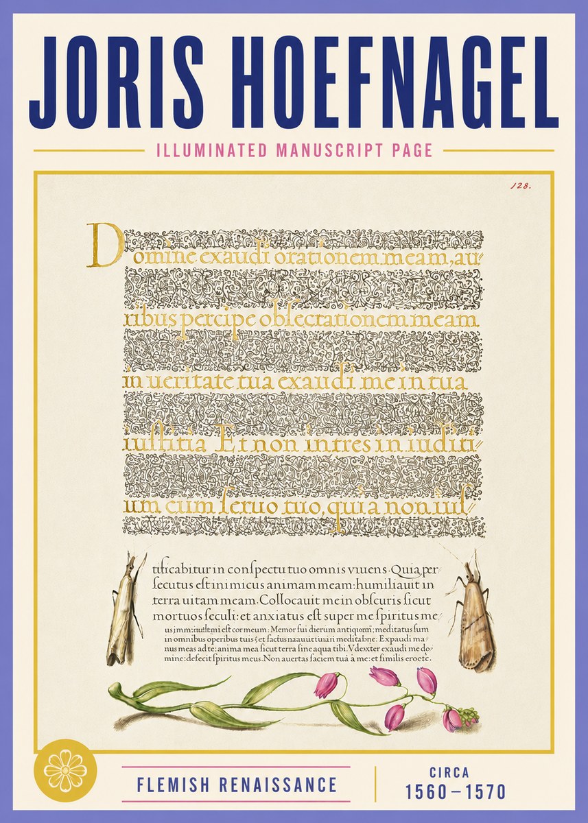 Joris Hoefnagel Illuminated Manuscript Page II No4 - Plakat
