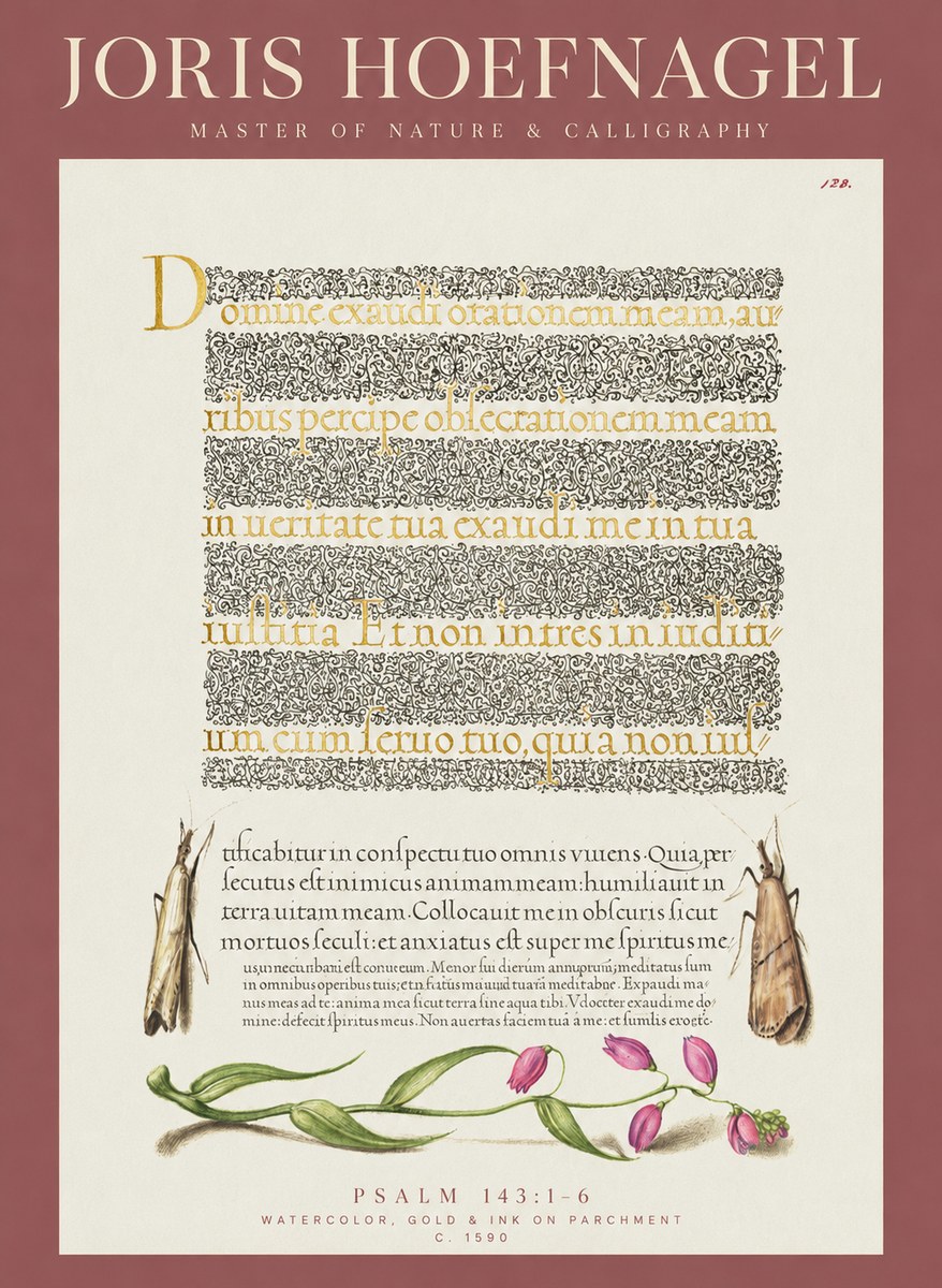 Joris Hoefnagel Illuminated Manuscript Page II No6 - Plakat