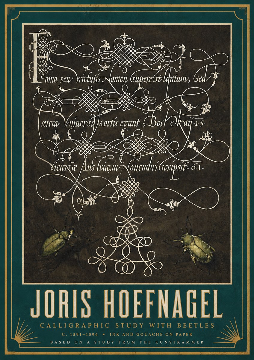 Joris Hoefnagel Calligraphic Study with Beetles No3 - Plakat