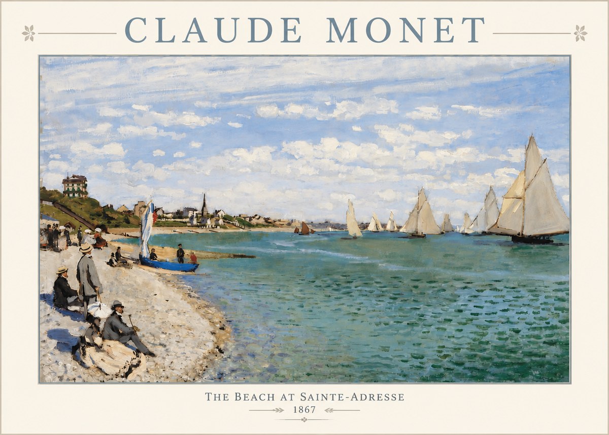 Monet The Beach at Sainte-adresse IV No3 - Plakat