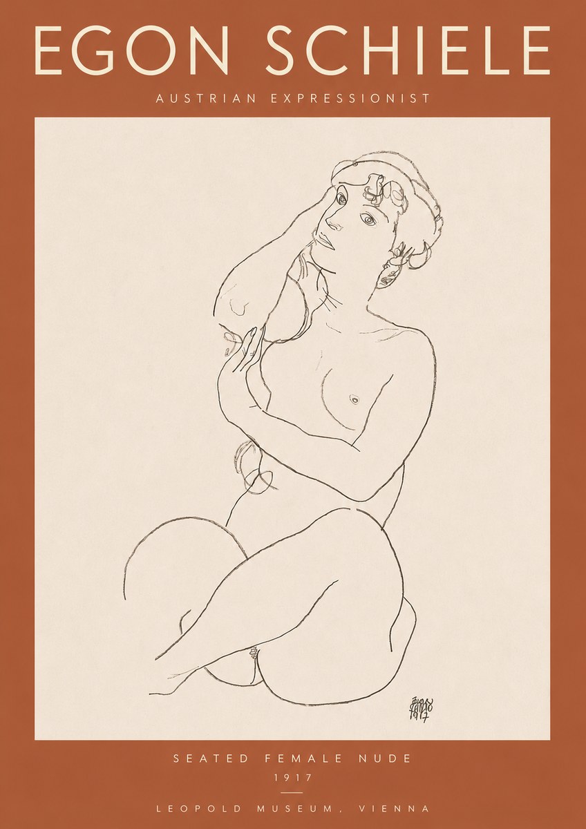 Schiele Seated Female Nude No3 - Plakat